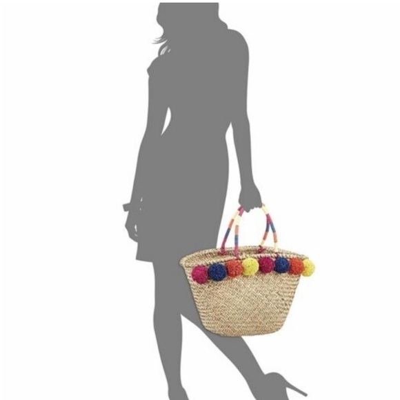 INC x Popsicle Brand Collaboration Colorful Pom-Pom Straw Tote Beach Bag. NWOT! - Picture 13 of 13